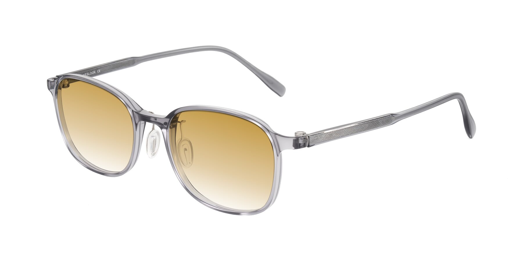 Angle of Sogge in Transparent Grayish Blue with Champagne Gradient Lenses