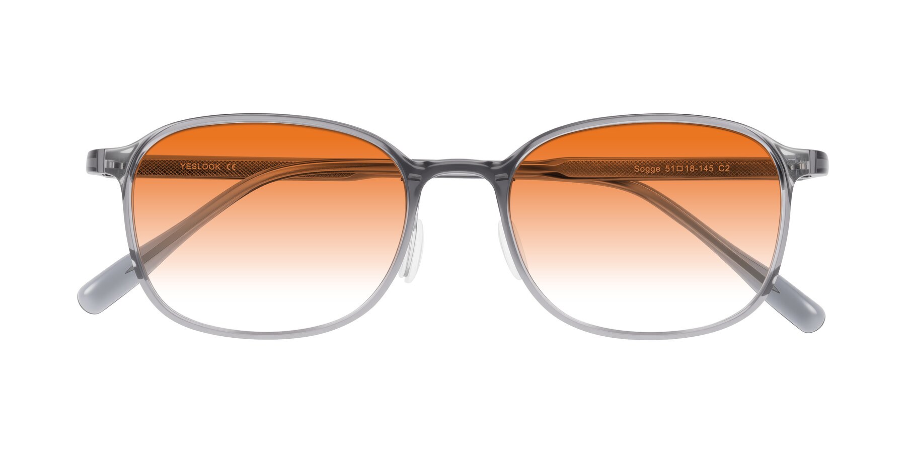 Folded Front of Sogge in Transparent Grayish Blue with Orange Gradient Lenses