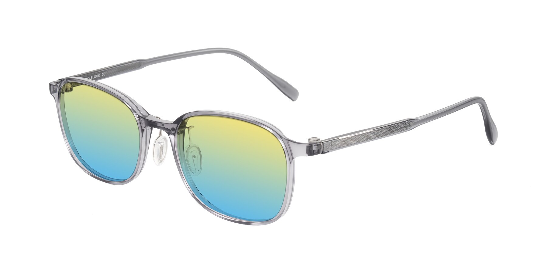 Angle of Sogge in Transparent Grayish Blue with Yellow / Blue Gradient Lenses
