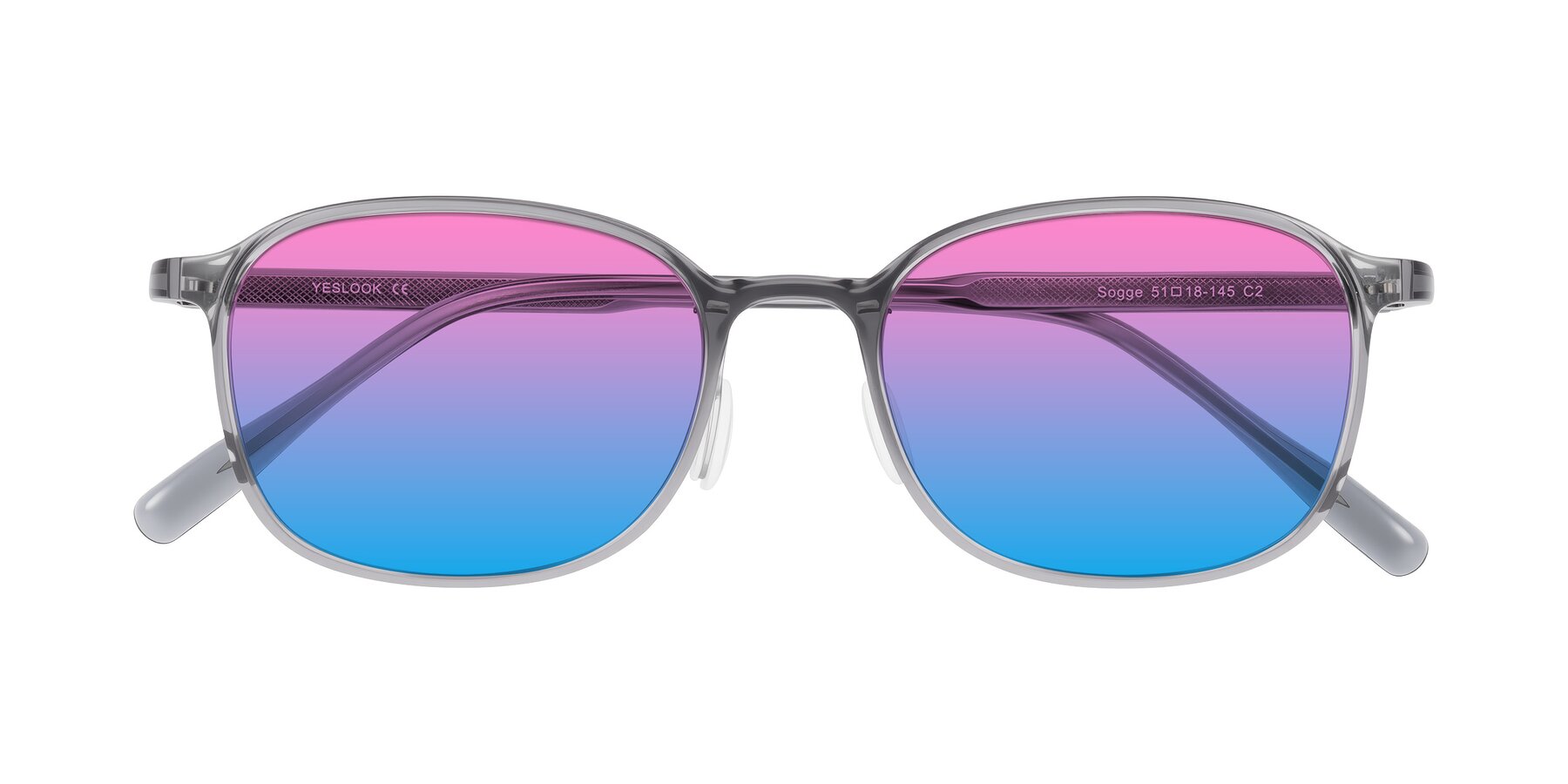 Folded Front of Sogge in Transparent Grayish Blue with Pink / Blue Gradient Lenses