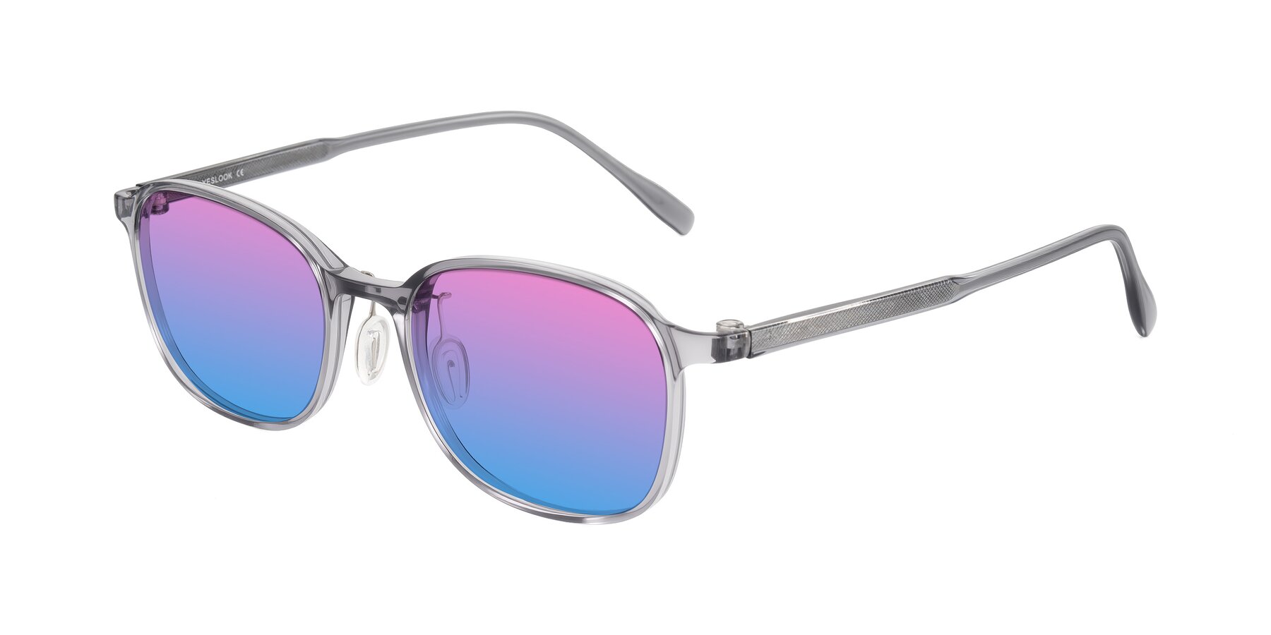 Angle of Sogge in Transparent Grayish Blue with Pink / Blue Gradient Lenses