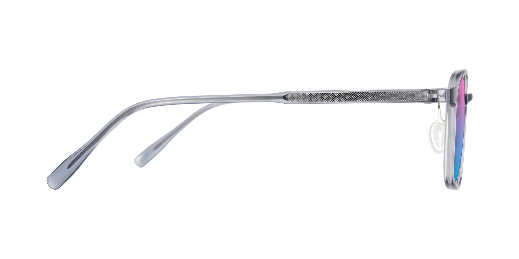 Side of Sogge in Transparent Grayish Blue with Pink / Blue Gradient Lenses