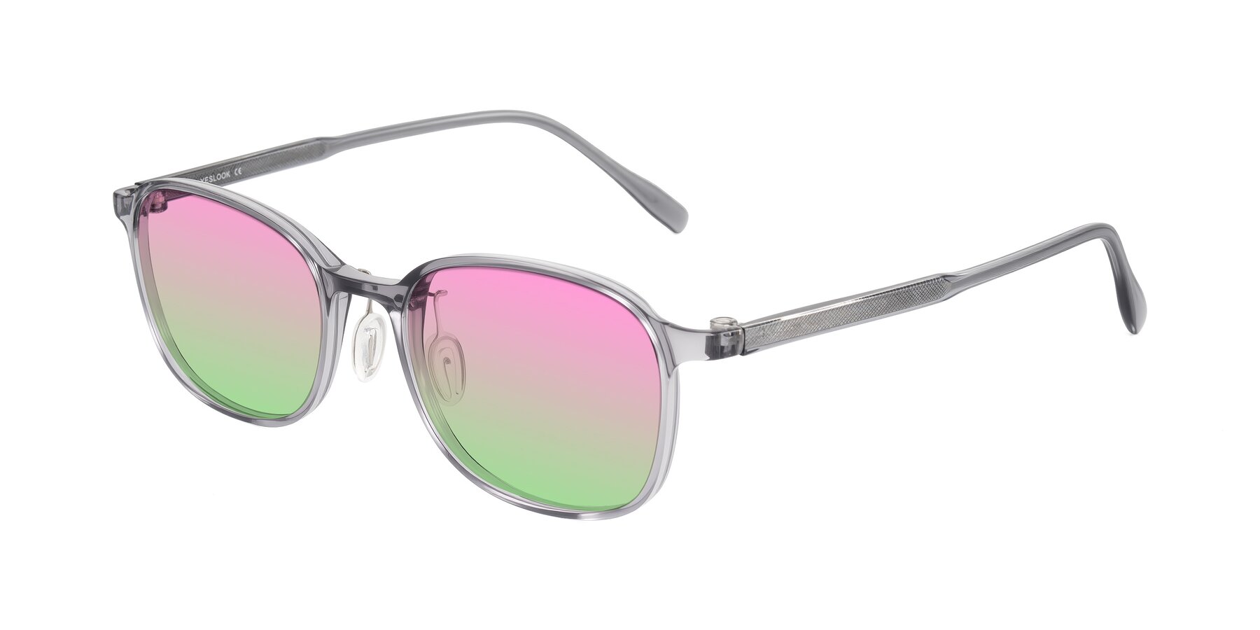 Angle of Sogge in Transparent Grayish Blue with Pink / Green Gradient Lenses