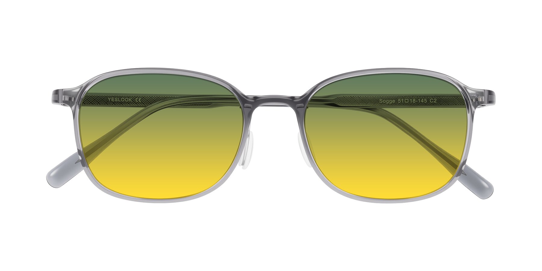 Folded Front of Sogge in Transparent Grayish Blue with Green / Yellow Gradient Lenses