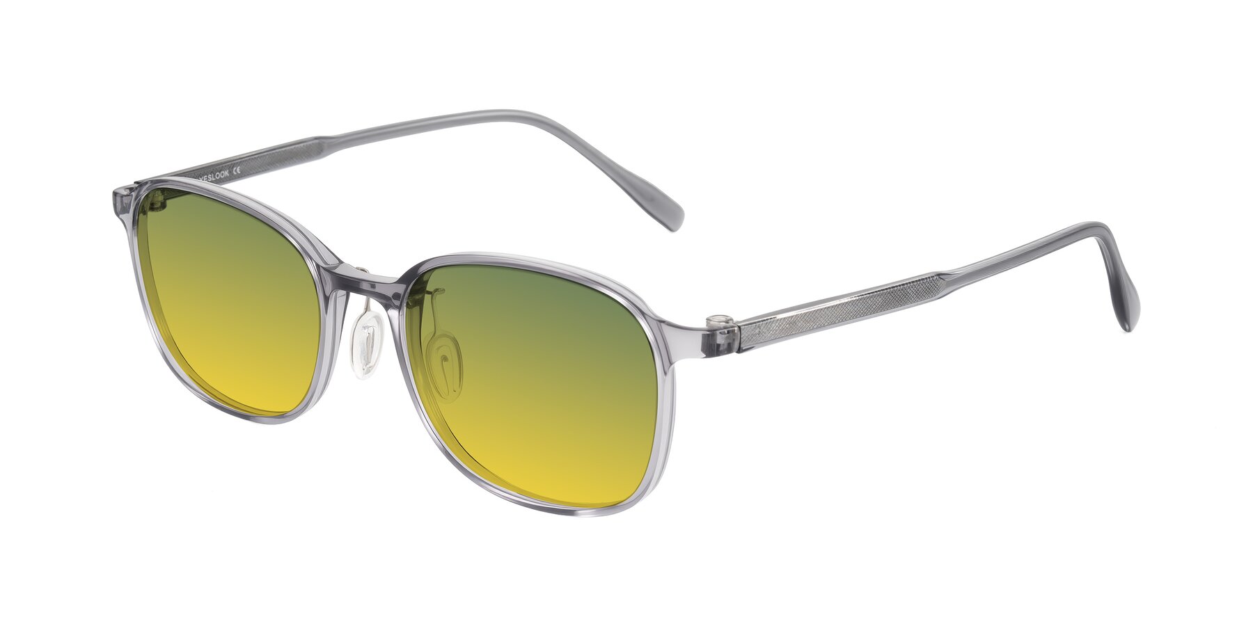 Angle of Sogge in Transparent Grayish Blue with Green / Yellow Gradient Lenses