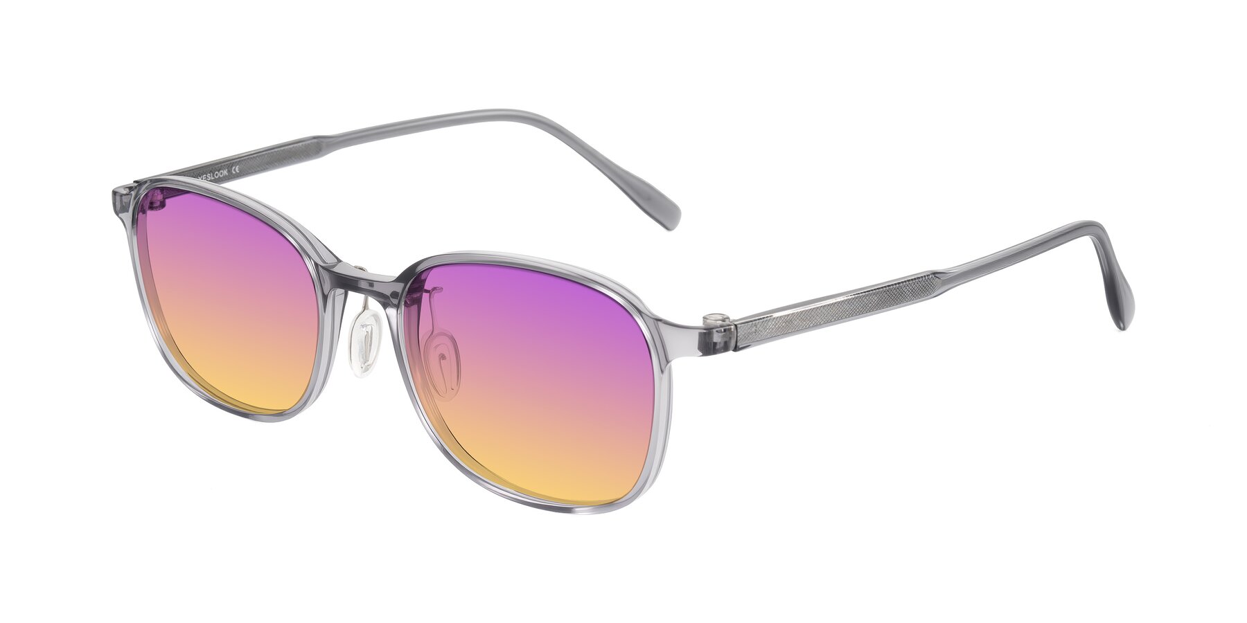 Angle of Sogge in Transparent Grayish Blue with Purple / Yellow Gradient Lenses
