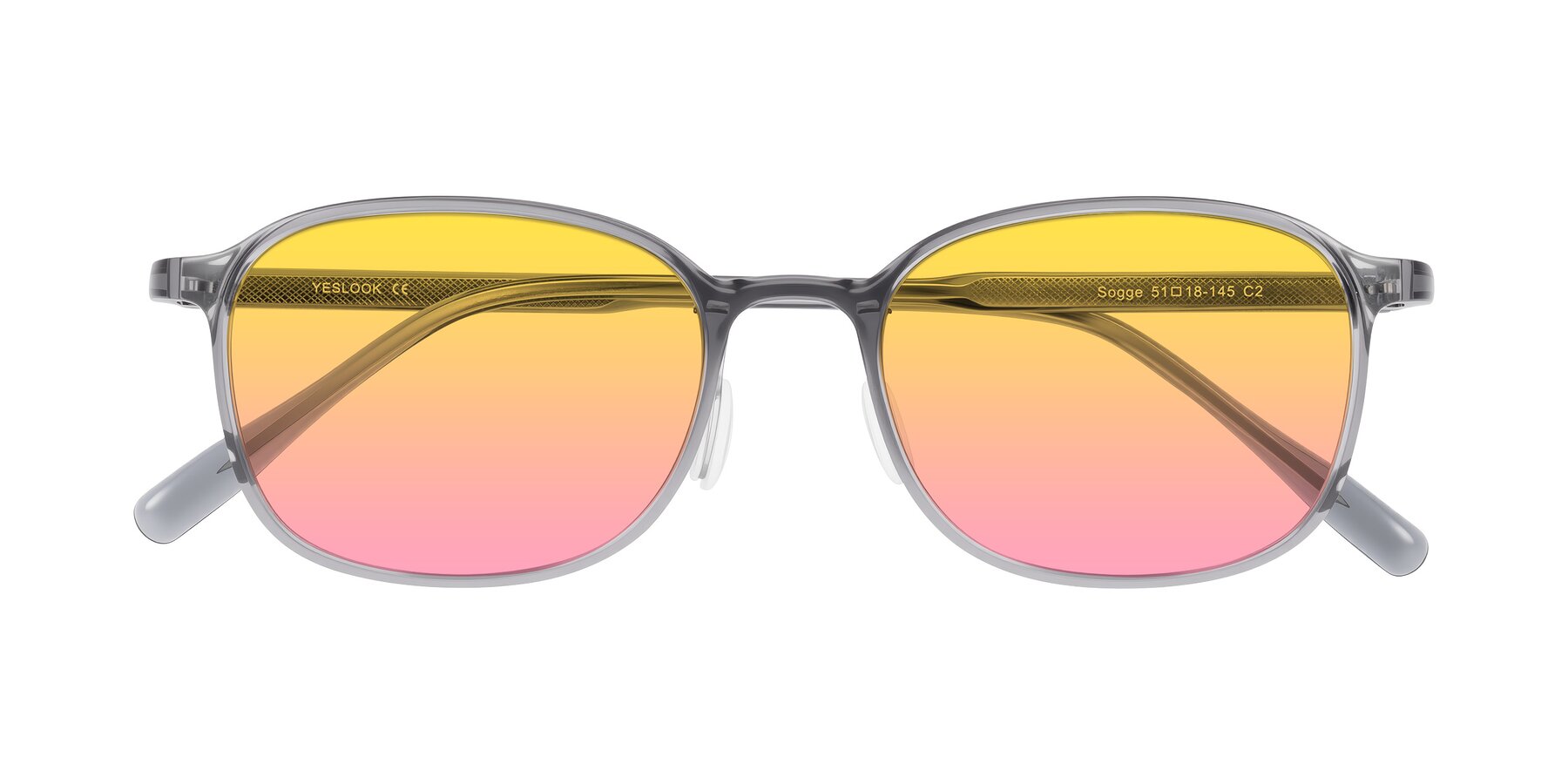 Folded Front of Sogge in Transparent Grayish Blue with Yellow / Pink Gradient Lenses