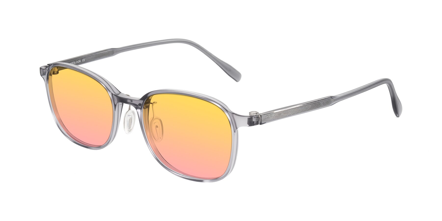 Angle of Sogge in Transparent Grayish Blue with Yellow / Pink Gradient Lenses
