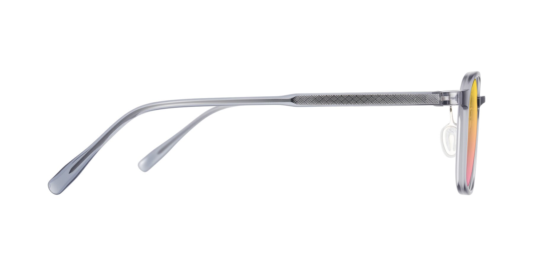 Side of Sogge in Transparent Grayish Blue with Yellow / Pink Gradient Lenses