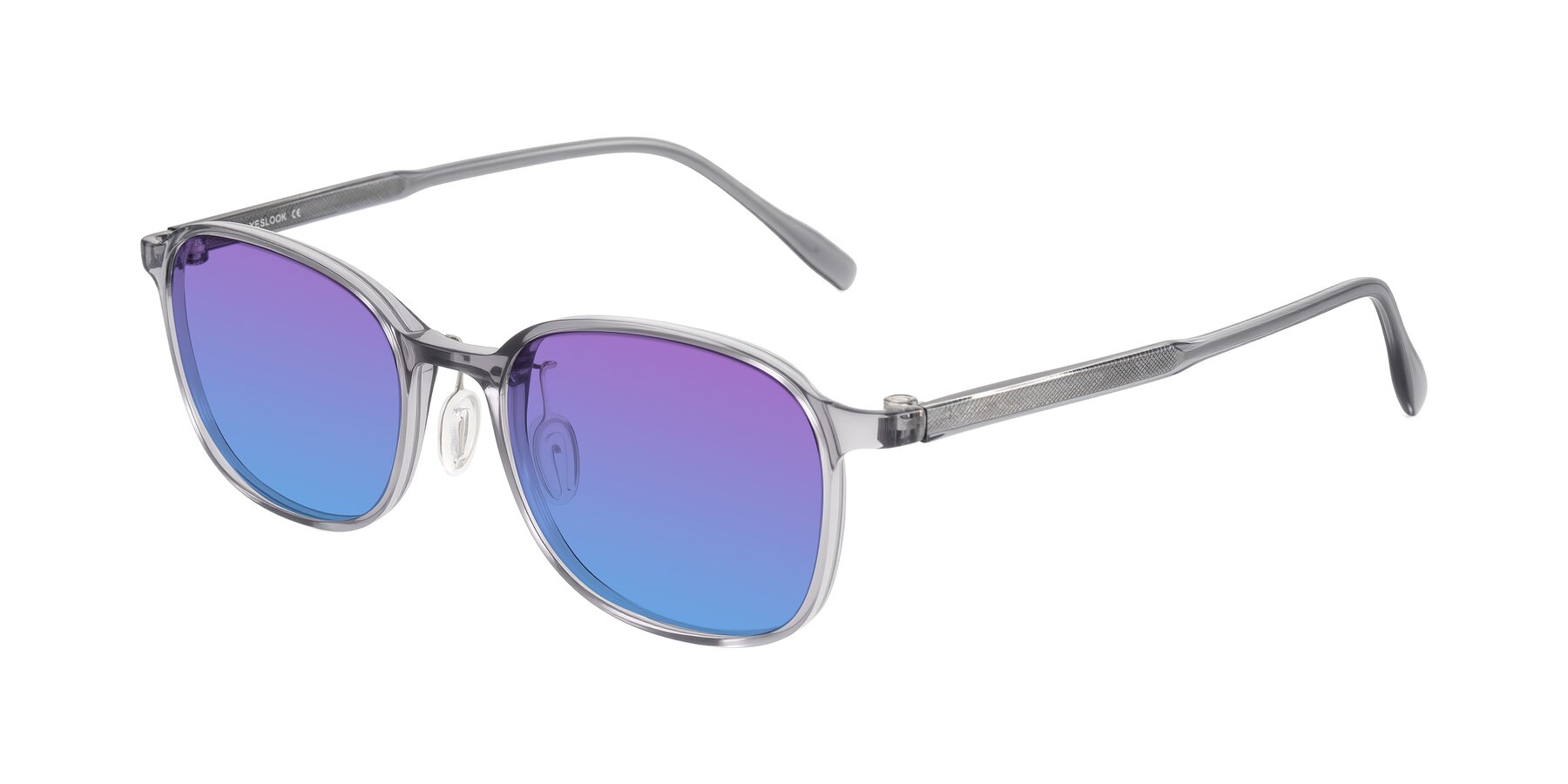 Angle of Sogge in Transparent Grayish Blue with Purple / Blue Gradient Lenses