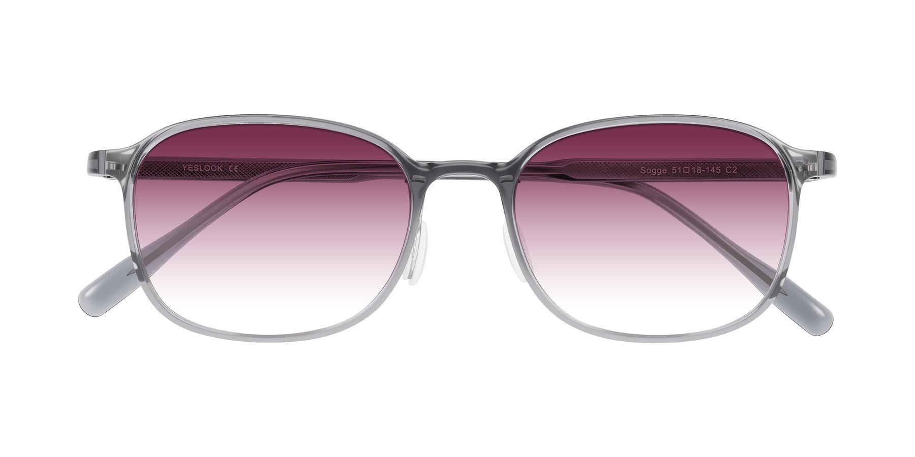 Folded Front of Sogge in Transparent Grayish Blue with Wine Gradient Lenses