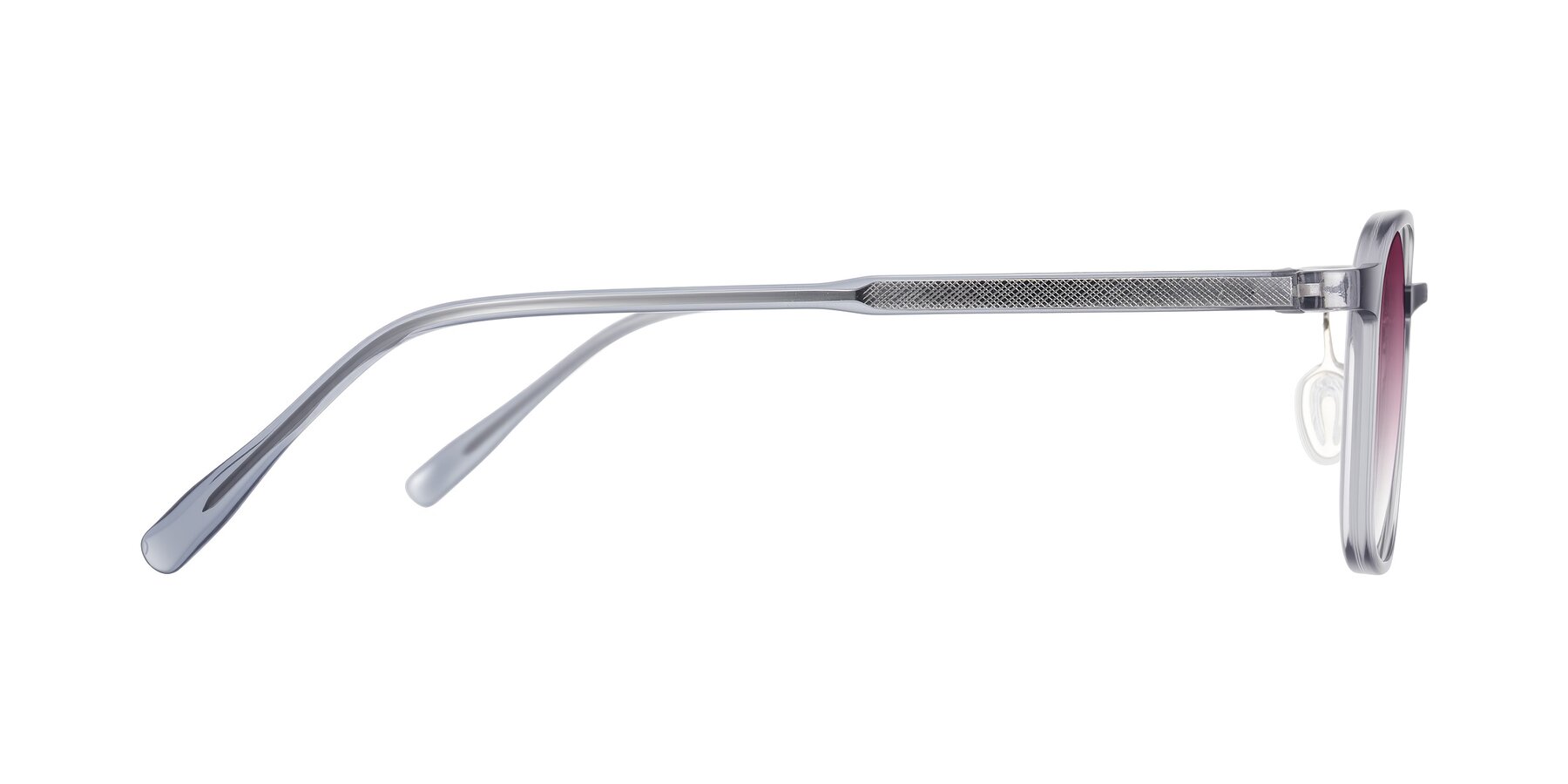Side of Sogge in Transparent Grayish Blue with Wine Gradient Lenses