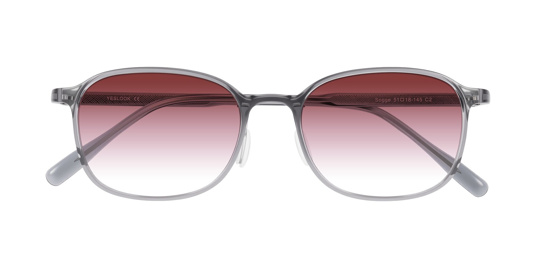 Folded Front of Sogge in Transparent Grayish Blue with Garnet Gradient Lenses