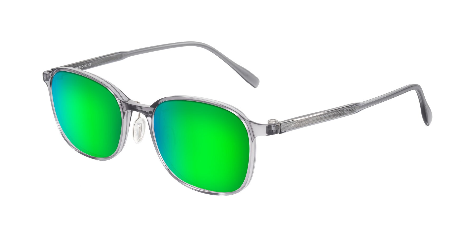 Angle of Sogge in Transparent Grayish Blue with Green Mirrored Lenses