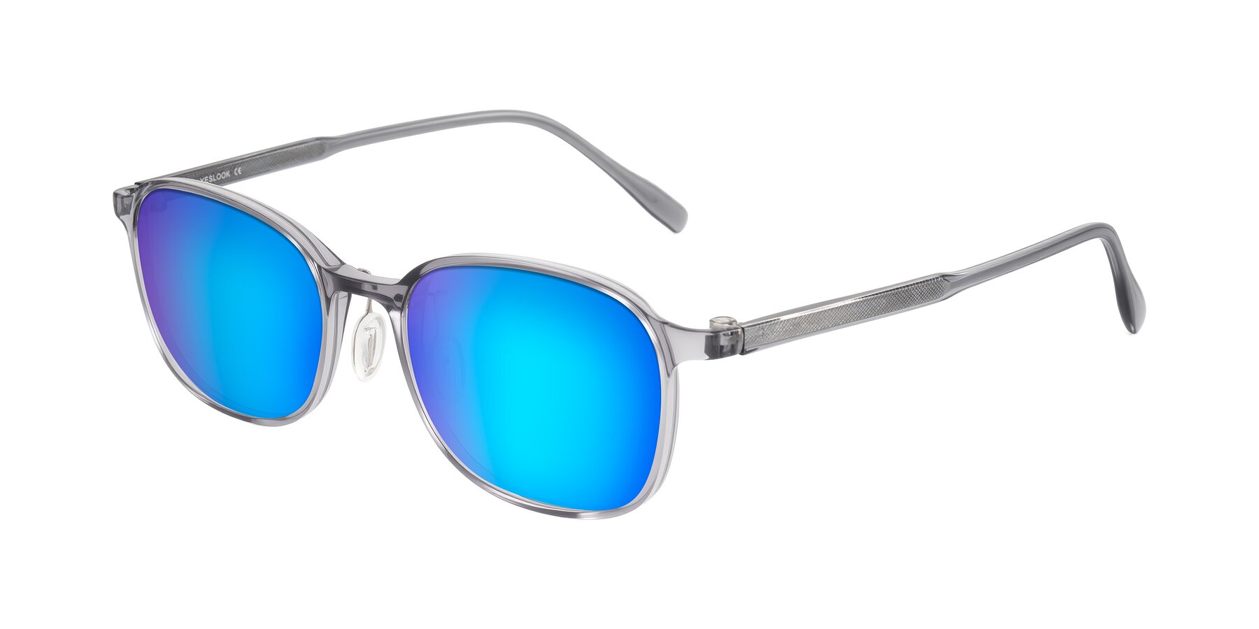 Angle of Sogge in Transparent Grayish Blue with Blue Mirrored Lenses