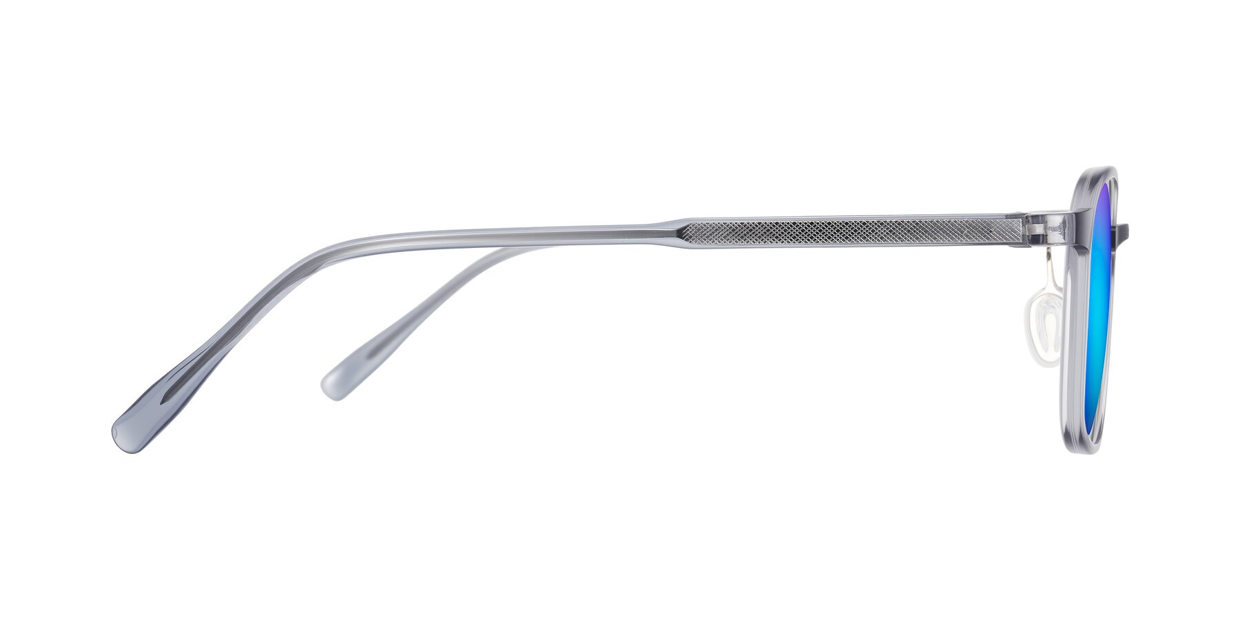 Side of Sogge in Transparent Grayish Blue with Blue Mirrored Lenses