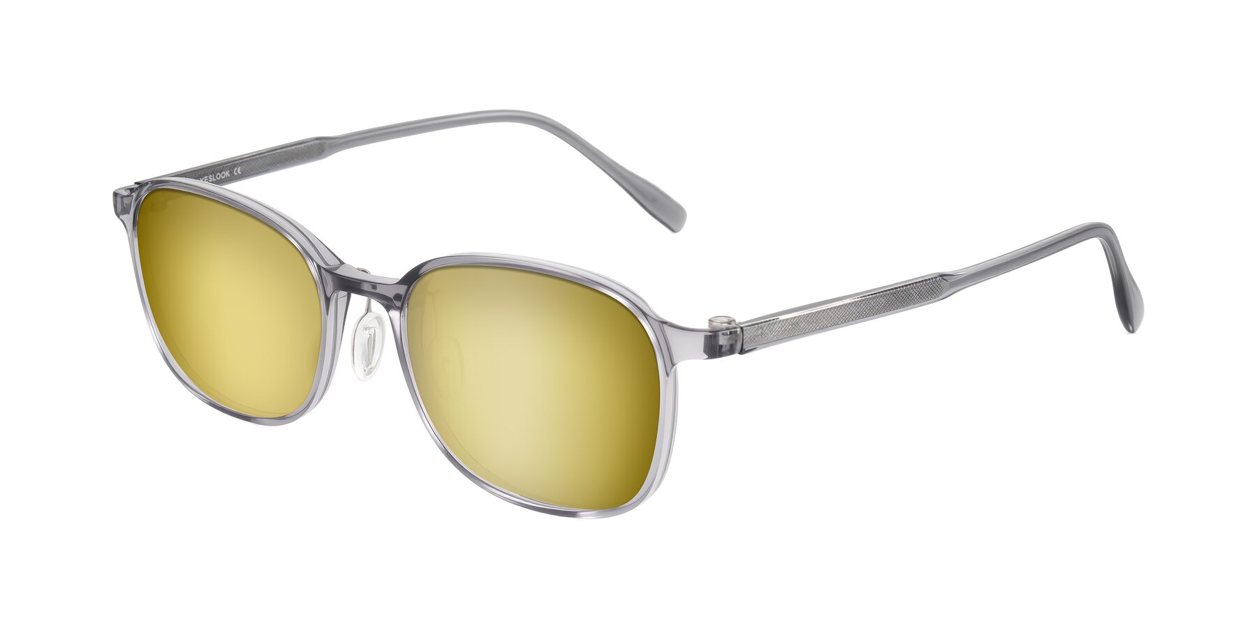 Angle of Sogge in Transparent Grayish Blue with Gold Mirrored Lenses