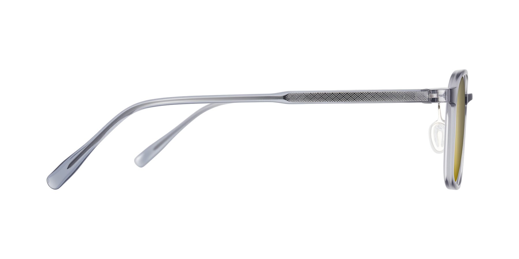 Side of Sogge in Transparent Grayish Blue with Gold Mirrored Lenses