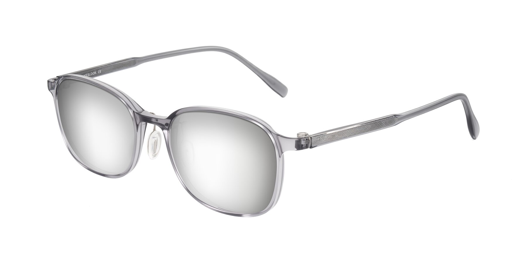 Angle of Sogge in Transparent Grayish Blue with Silver Mirrored Lenses