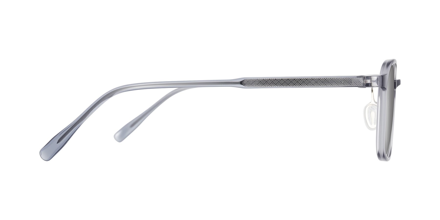 Side of Sogge in Transparent Grayish Blue with Silver Mirrored Lenses