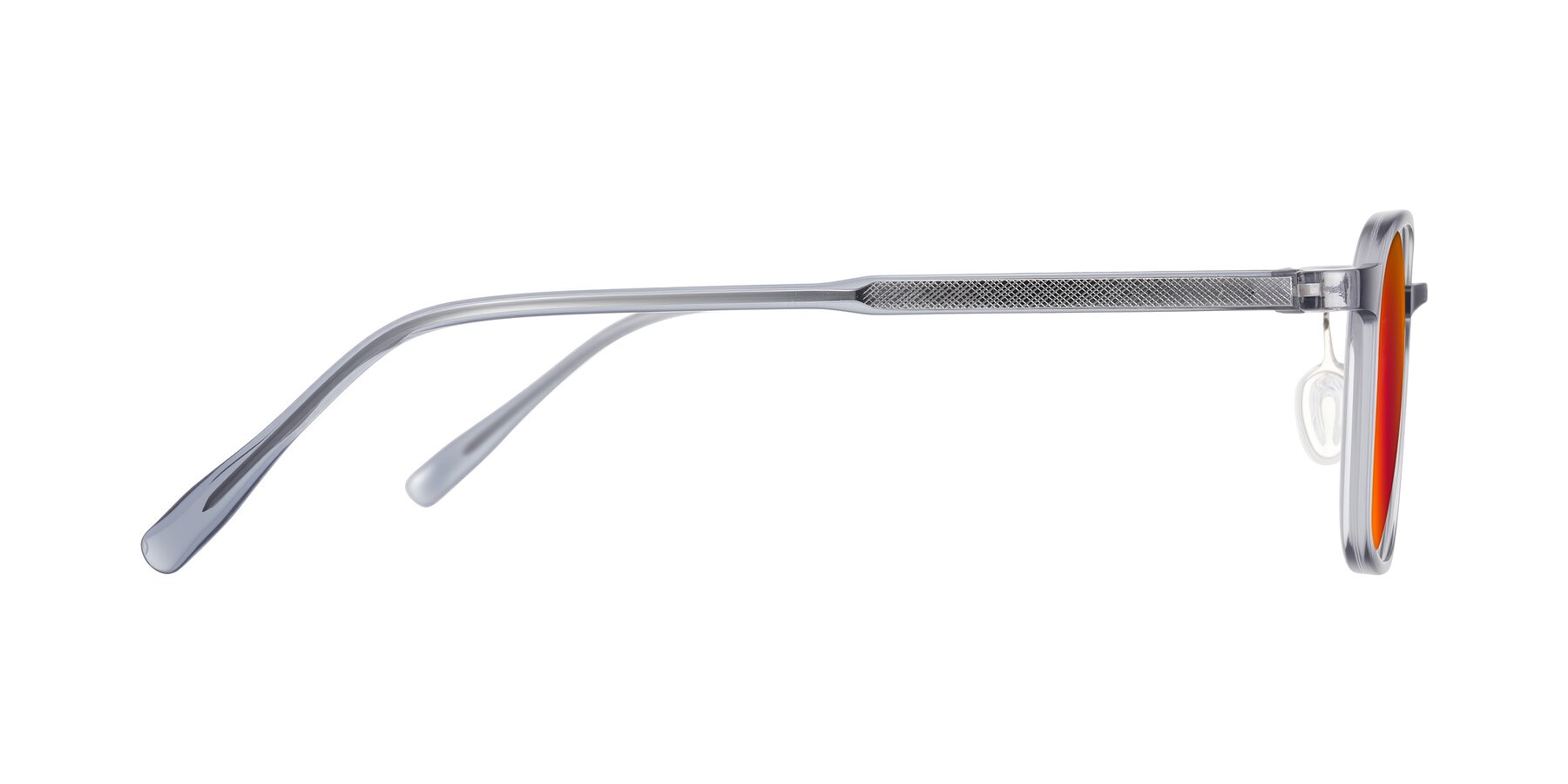 Side of Sogge in Transparent Grayish Blue with Red Gold Mirrored Lenses