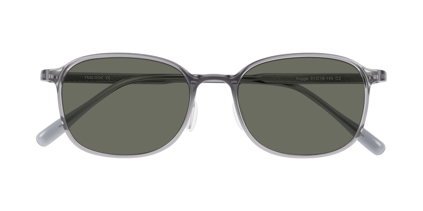 Folded Front of Sogge in Transparent Grayish Blue with Gray Polarized Lenses
