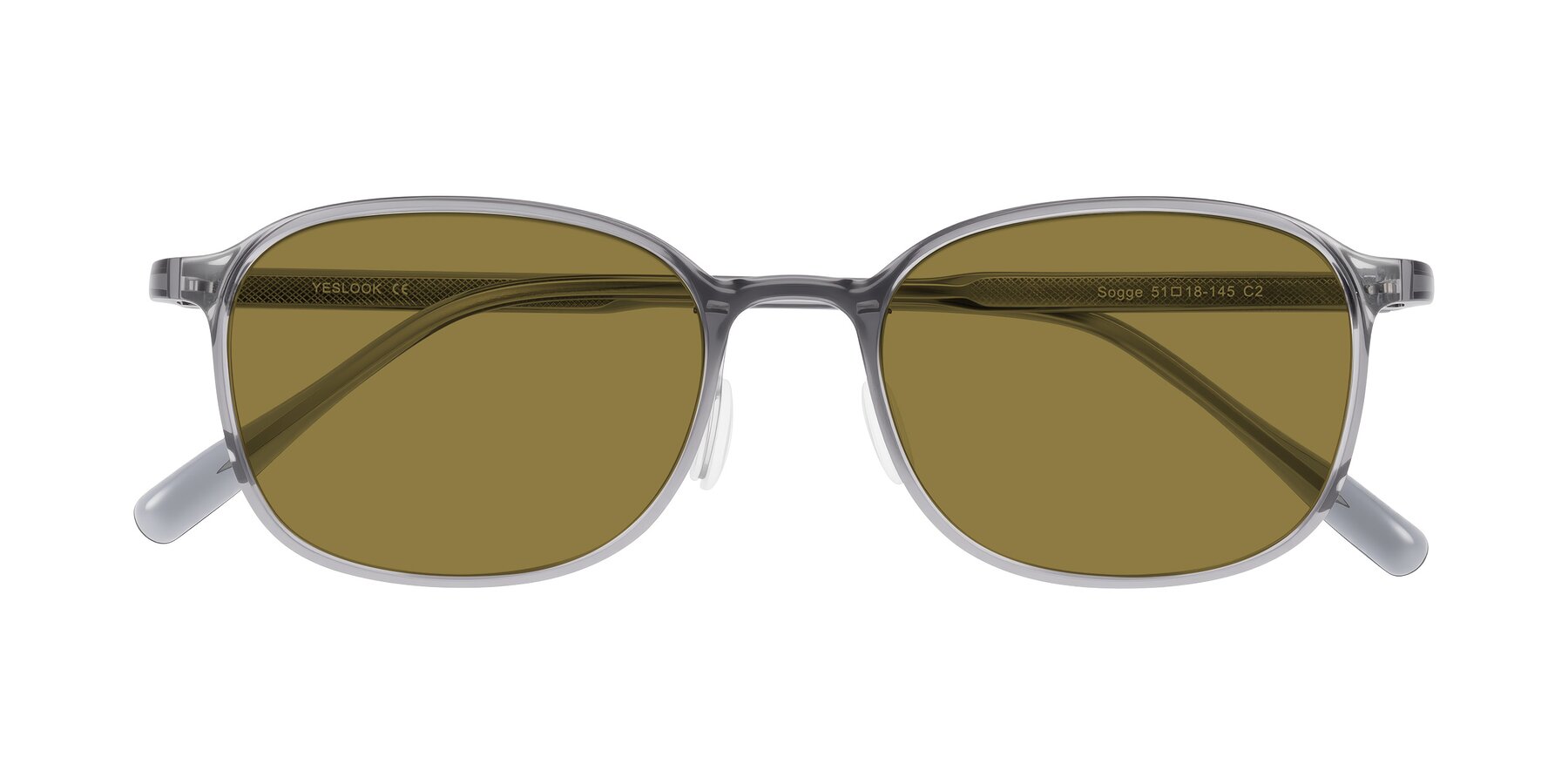Folded Front of Sogge in Transparent Grayish Blue with Brown Polarized Lenses