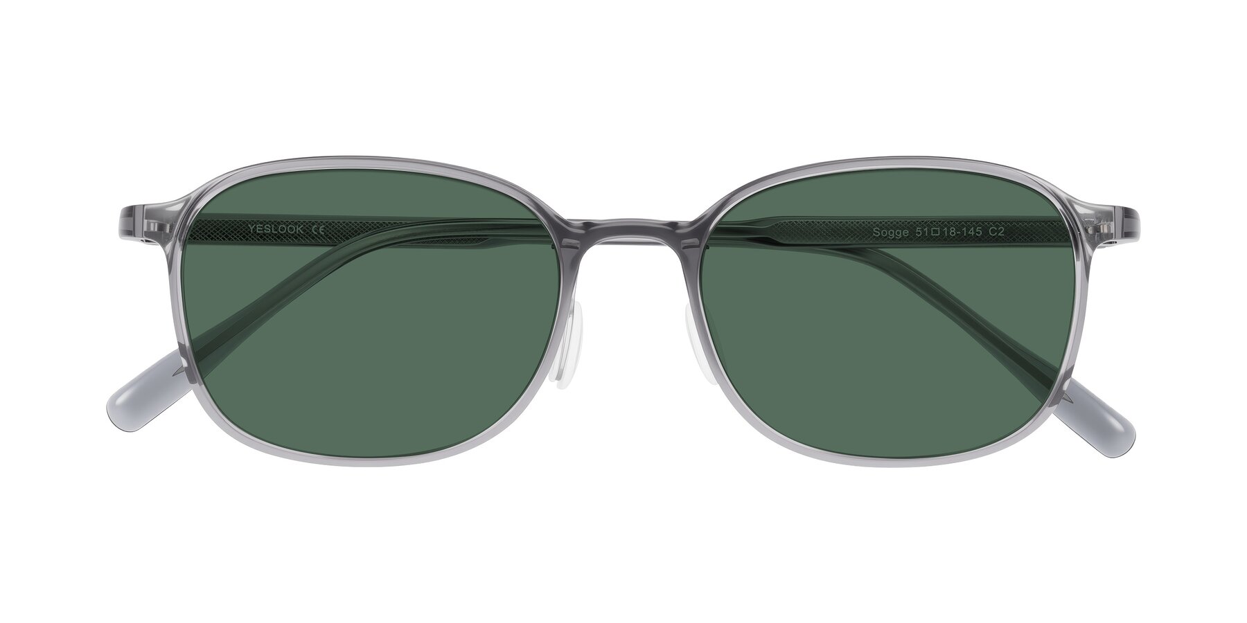 Folded Front of Sogge in Transparent Grayish Blue with Green Polarized Lenses