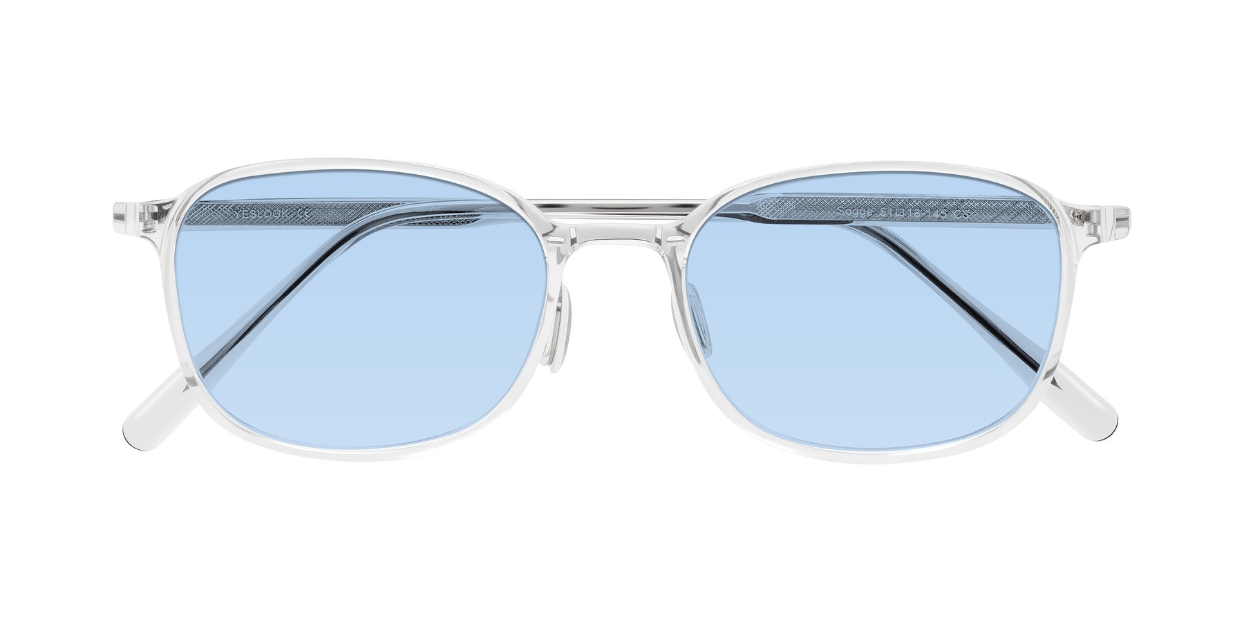 Folded Front of Sogge in Clear with Light Blue Tinted Lenses