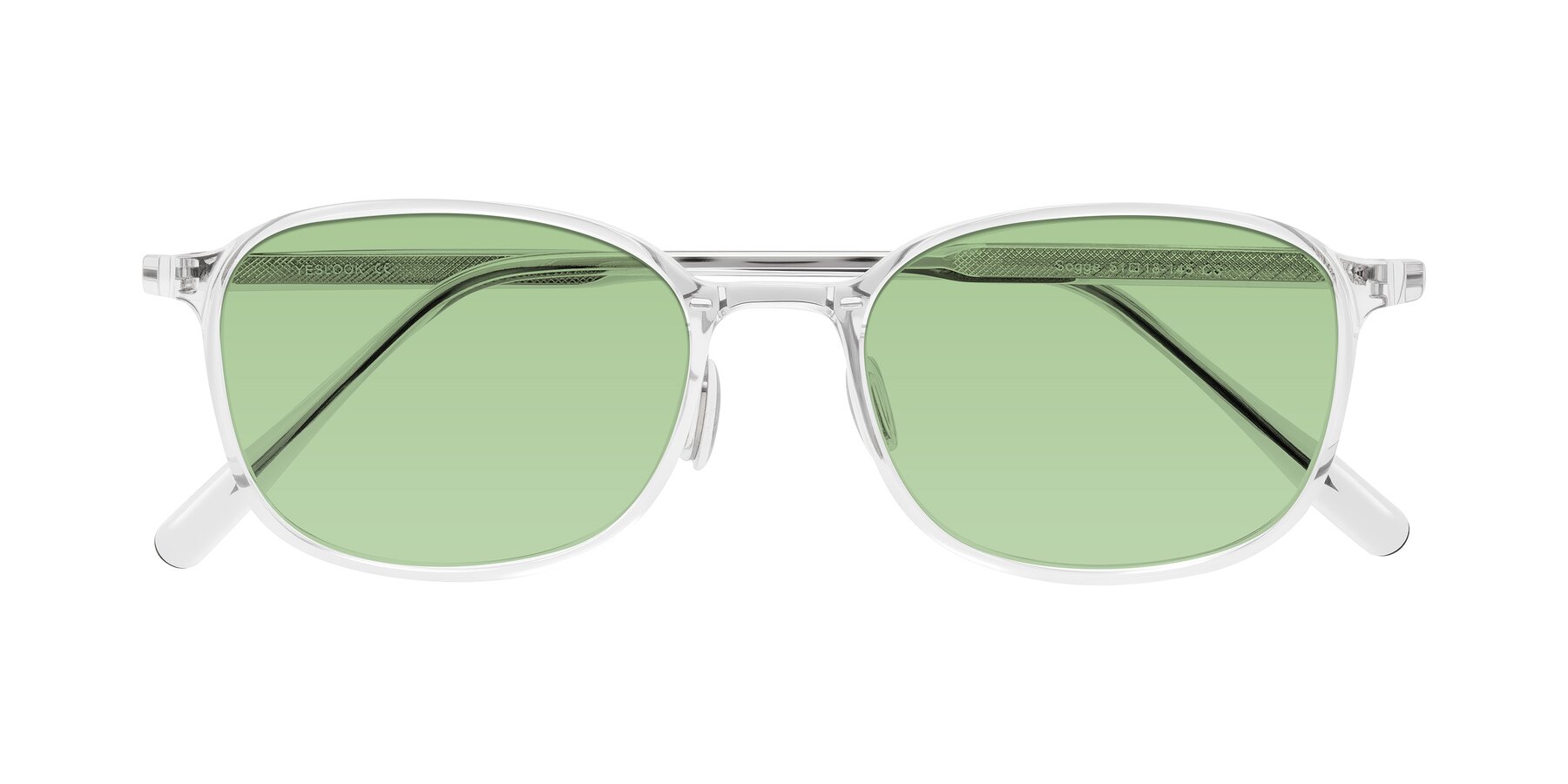 Folded Front of Sogge in Clear with Medium Green Tinted Lenses