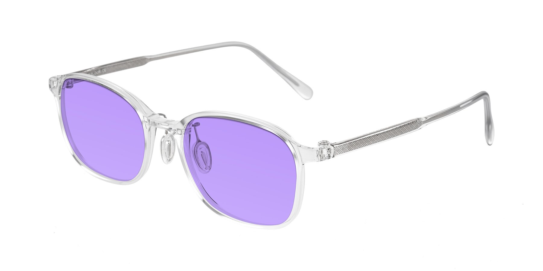 Angle of Sogge in Clear with Medium Purple Tinted Lenses