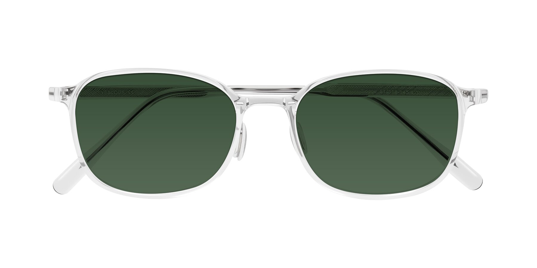 Folded Front of Sogge in Clear with Green Tinted Lenses