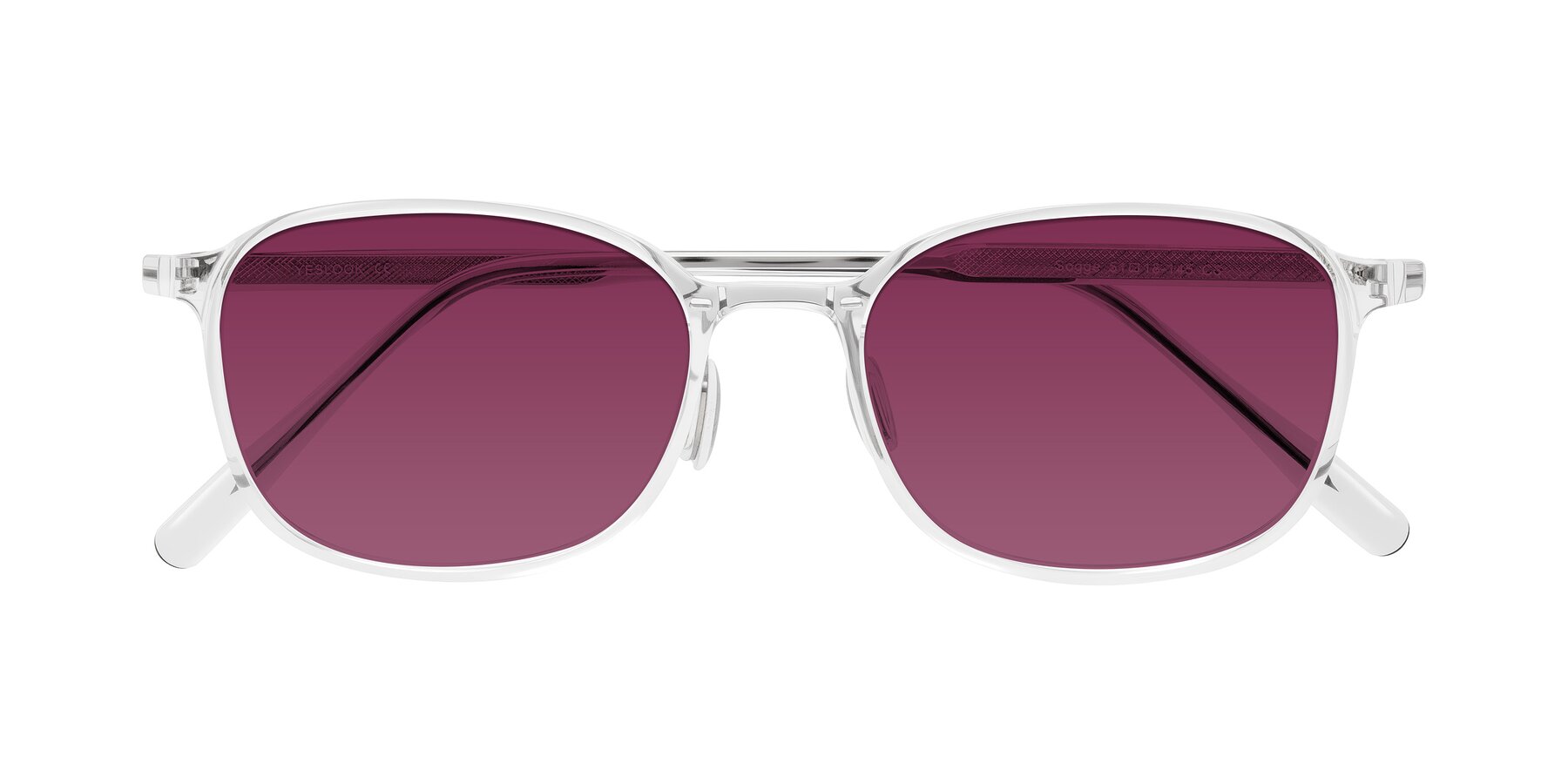 Folded Front of Sogge in Clear with Wine Tinted Lenses