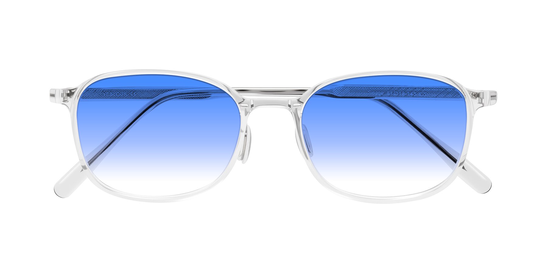 Folded Front of Sogge in Clear with Blue Gradient Lenses