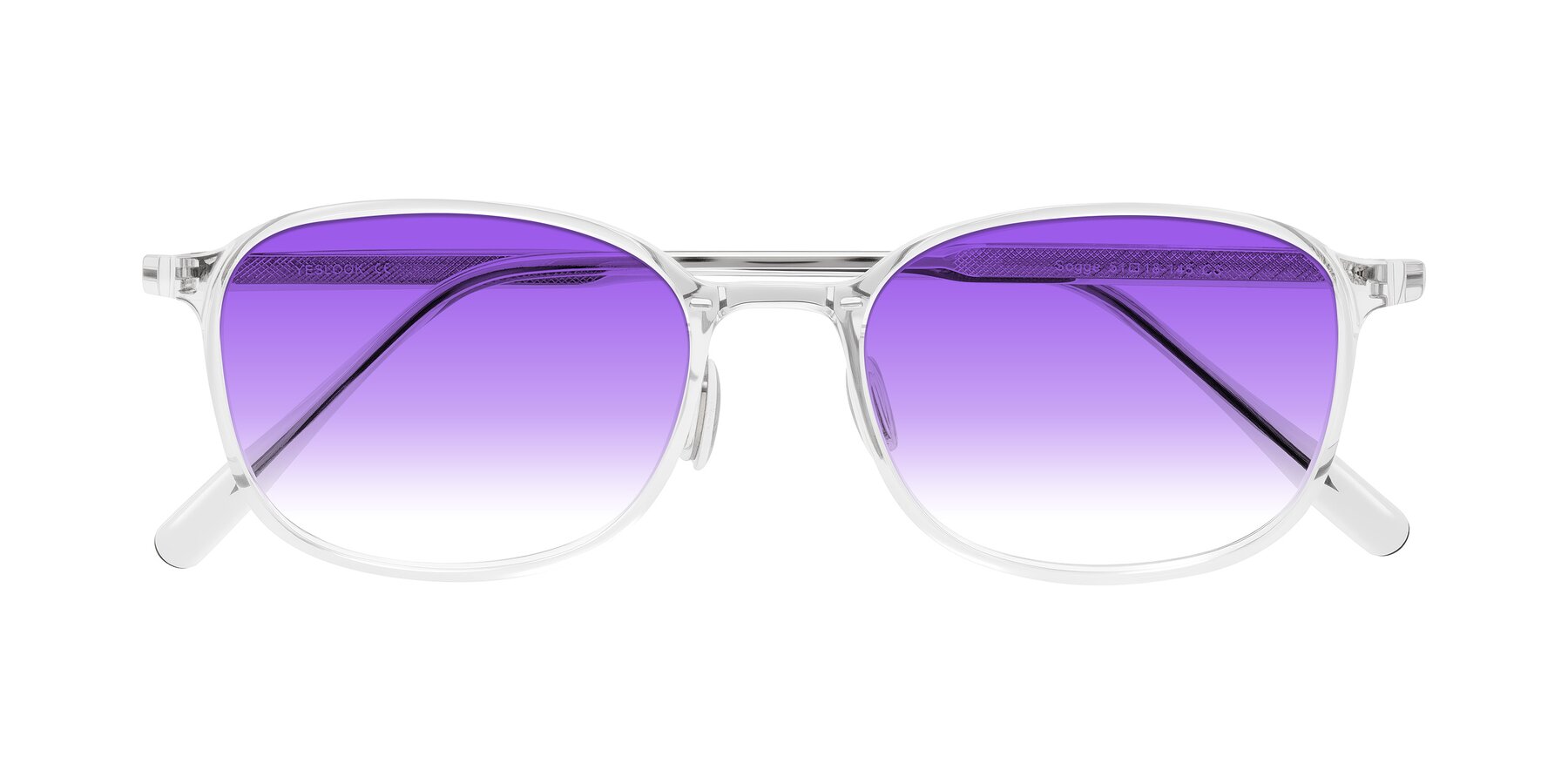 Folded Front of Sogge in Clear with Purple Gradient Lenses
