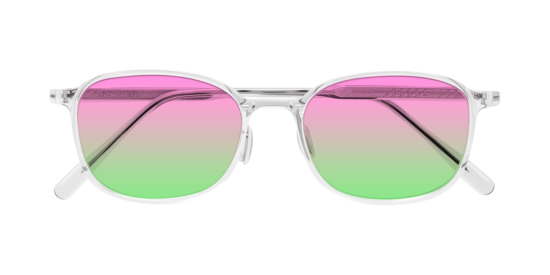 Folded Front of Sogge in Clear with Pink / Green Gradient Lenses