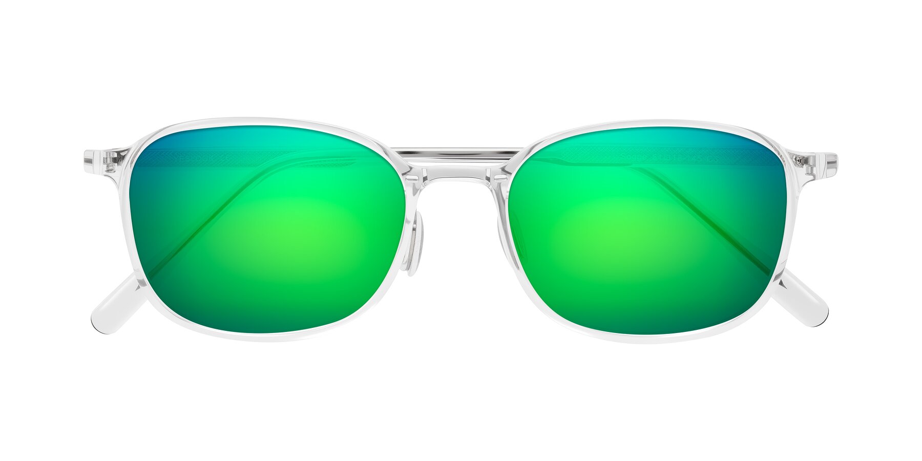 Folded Front of Sogge in Clear with Green Mirrored Lenses