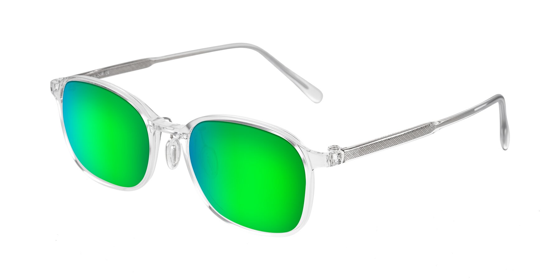 Angle of Sogge in Clear with Green Mirrored Lenses