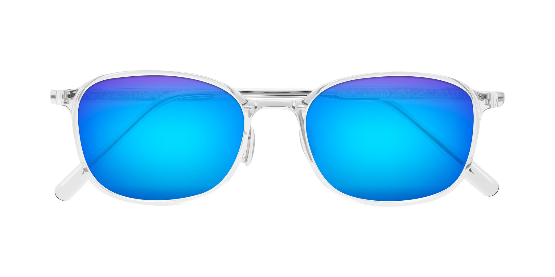 Folded Front of Sogge in Clear with Blue Mirrored Lenses
