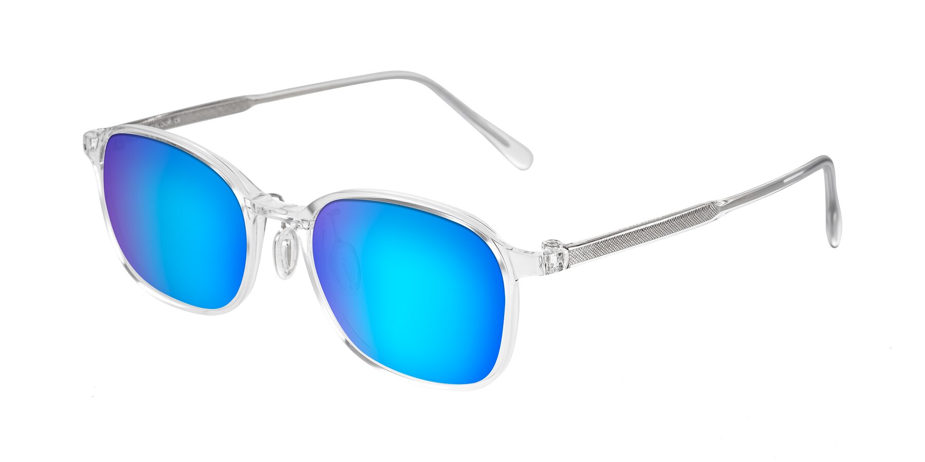 Angle of Sogge in Clear with Blue Mirrored Lenses