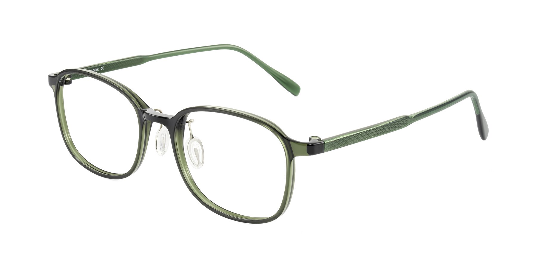 Angle of Sogge in Dark Green with Clear Eyeglass Lenses