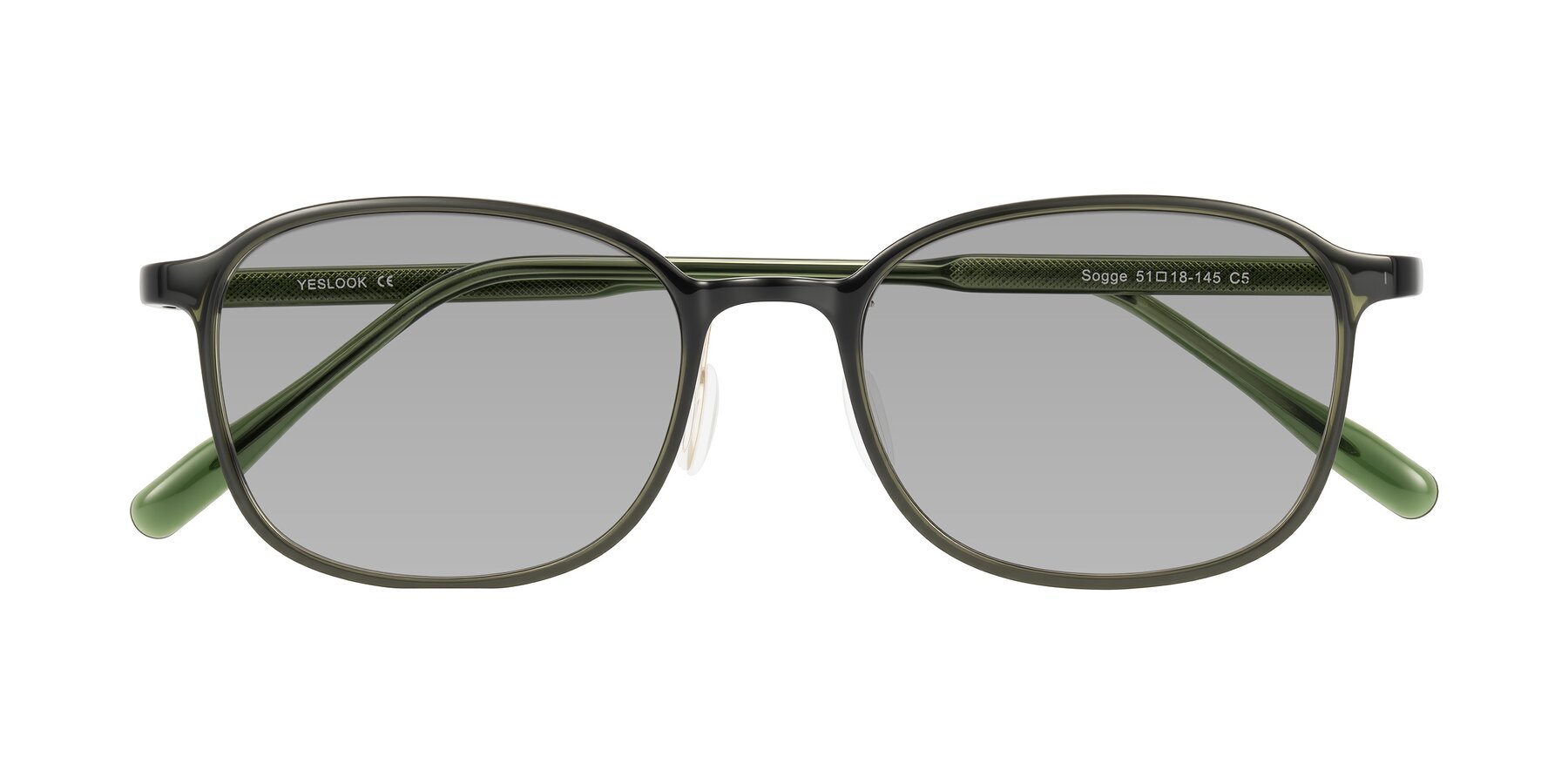 Folded Front of Sogge in Dark Green with Light Gray Tinted Lenses