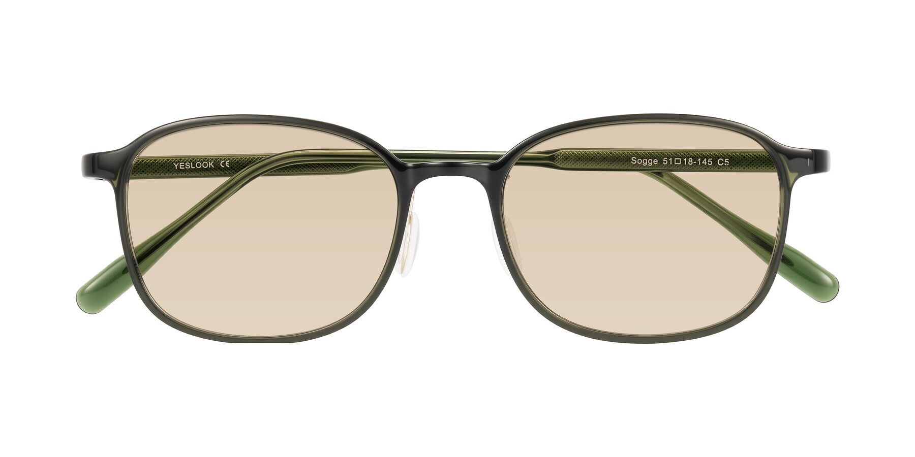 Folded Front of Sogge in Dark Green with Light Brown Tinted Lenses