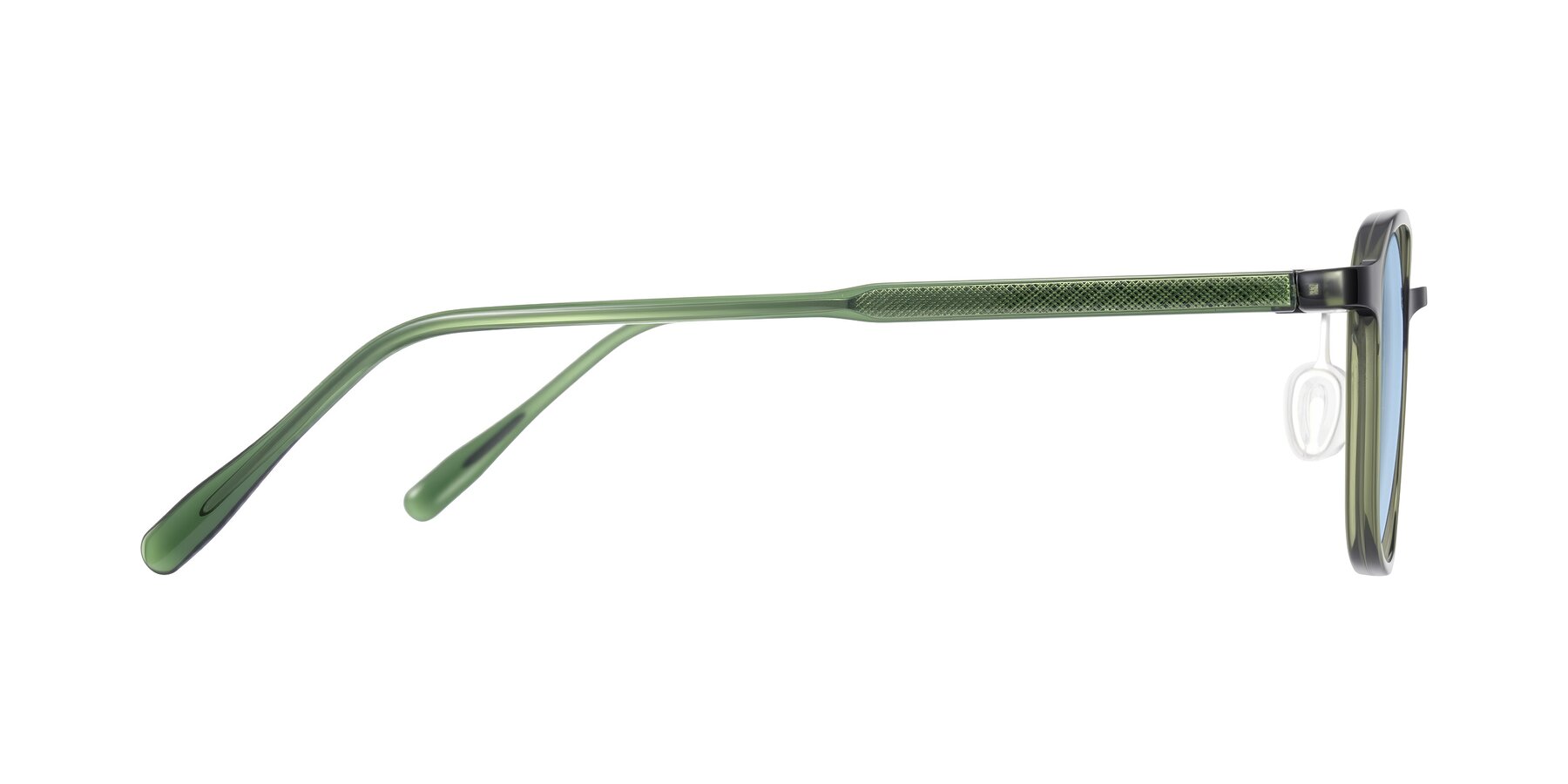 Side of Sogge in Dark Green with Light Blue Tinted Lenses