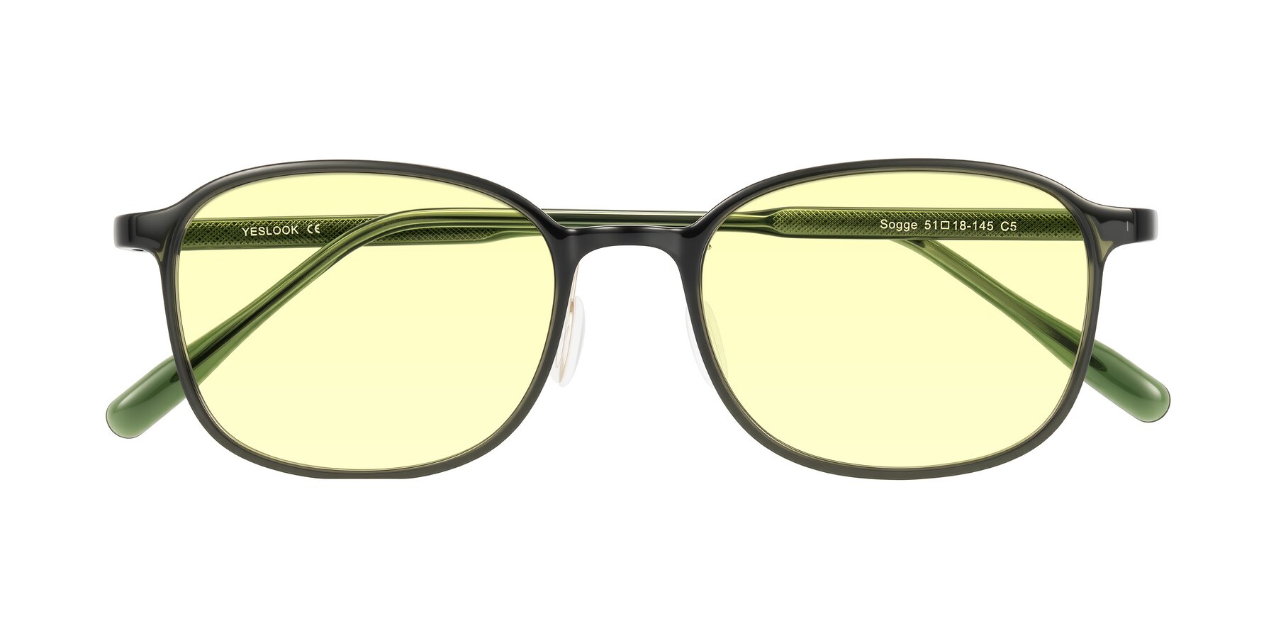 Folded Front of Sogge in Dark Green with Light Yellow Tinted Lenses