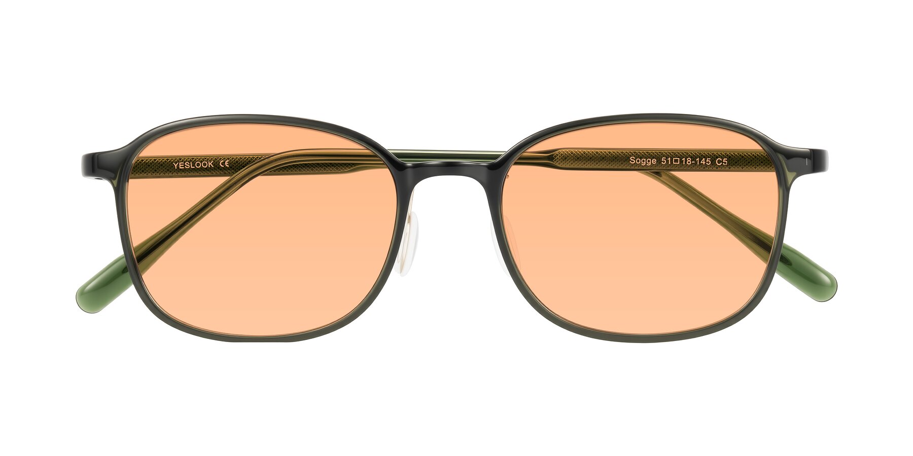 Folded Front of Sogge in Dark Green with Light Orange Tinted Lenses