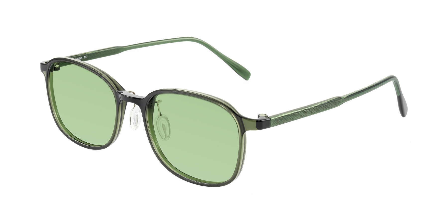 Angle of Sogge in Dark Green with Medium Green Tinted Lenses