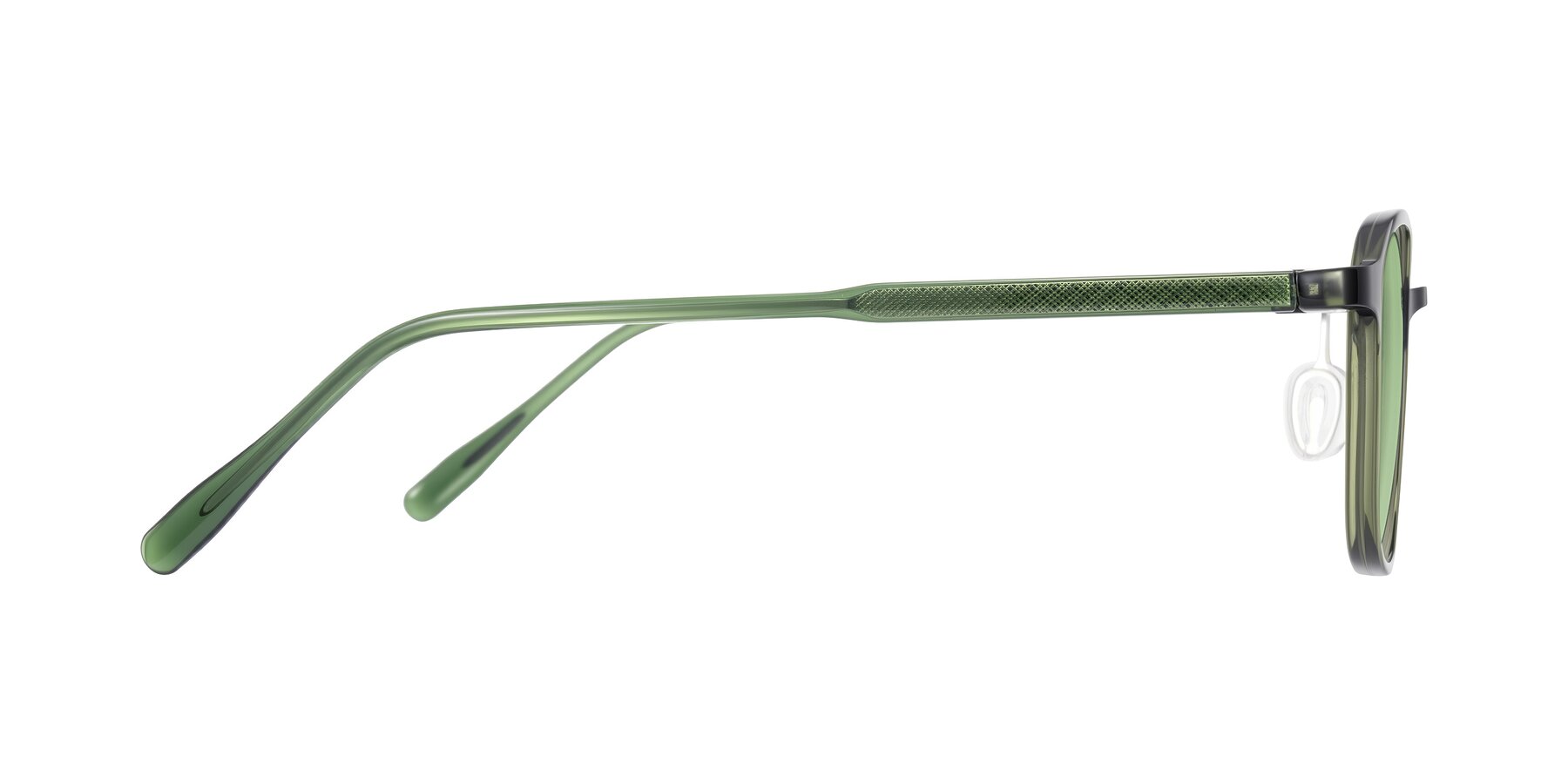 Side of Sogge in Dark Green with Medium Green Tinted Lenses