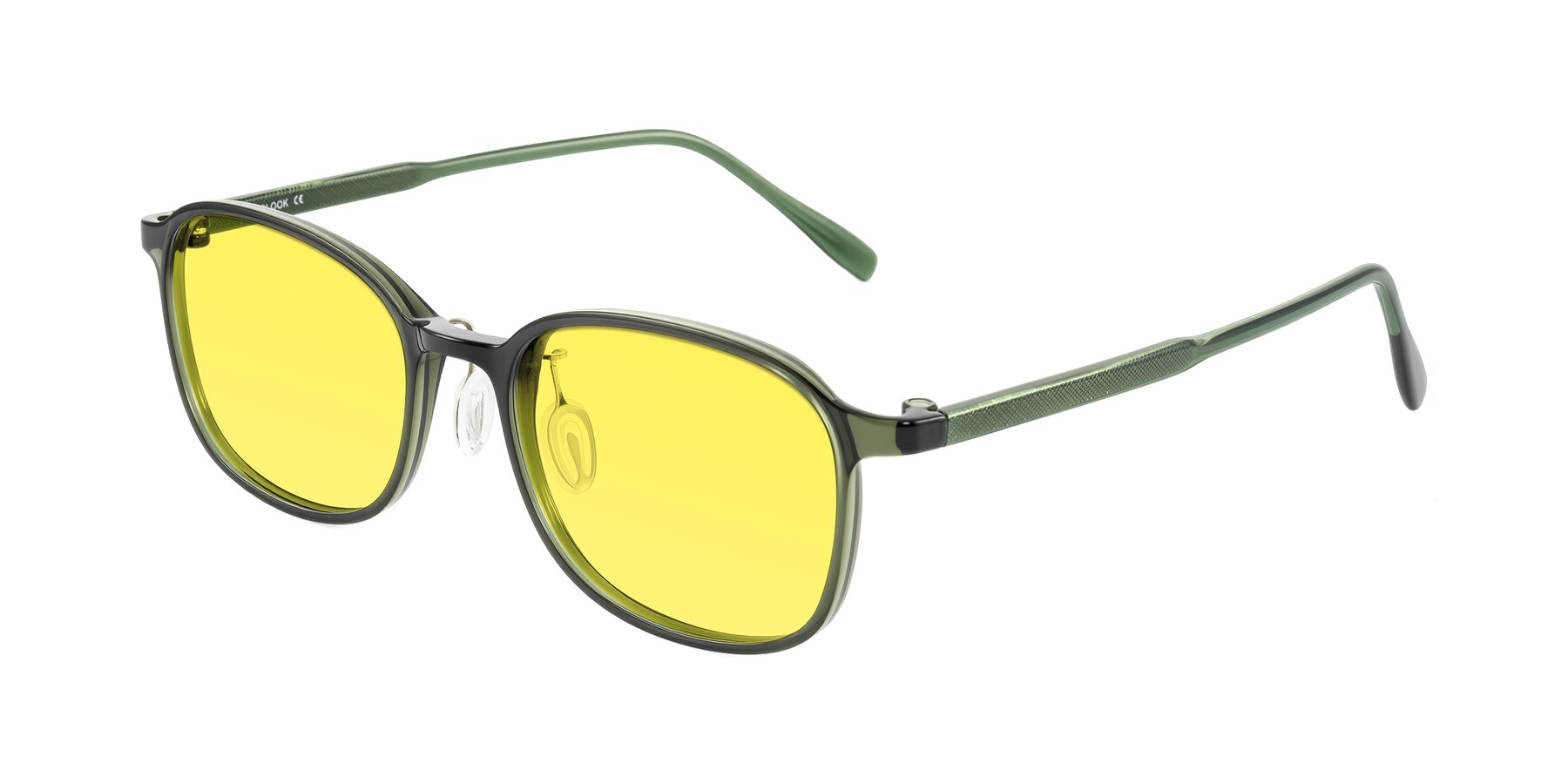 Angle of Sogge in Dark Green with Medium Yellow Tinted Lenses