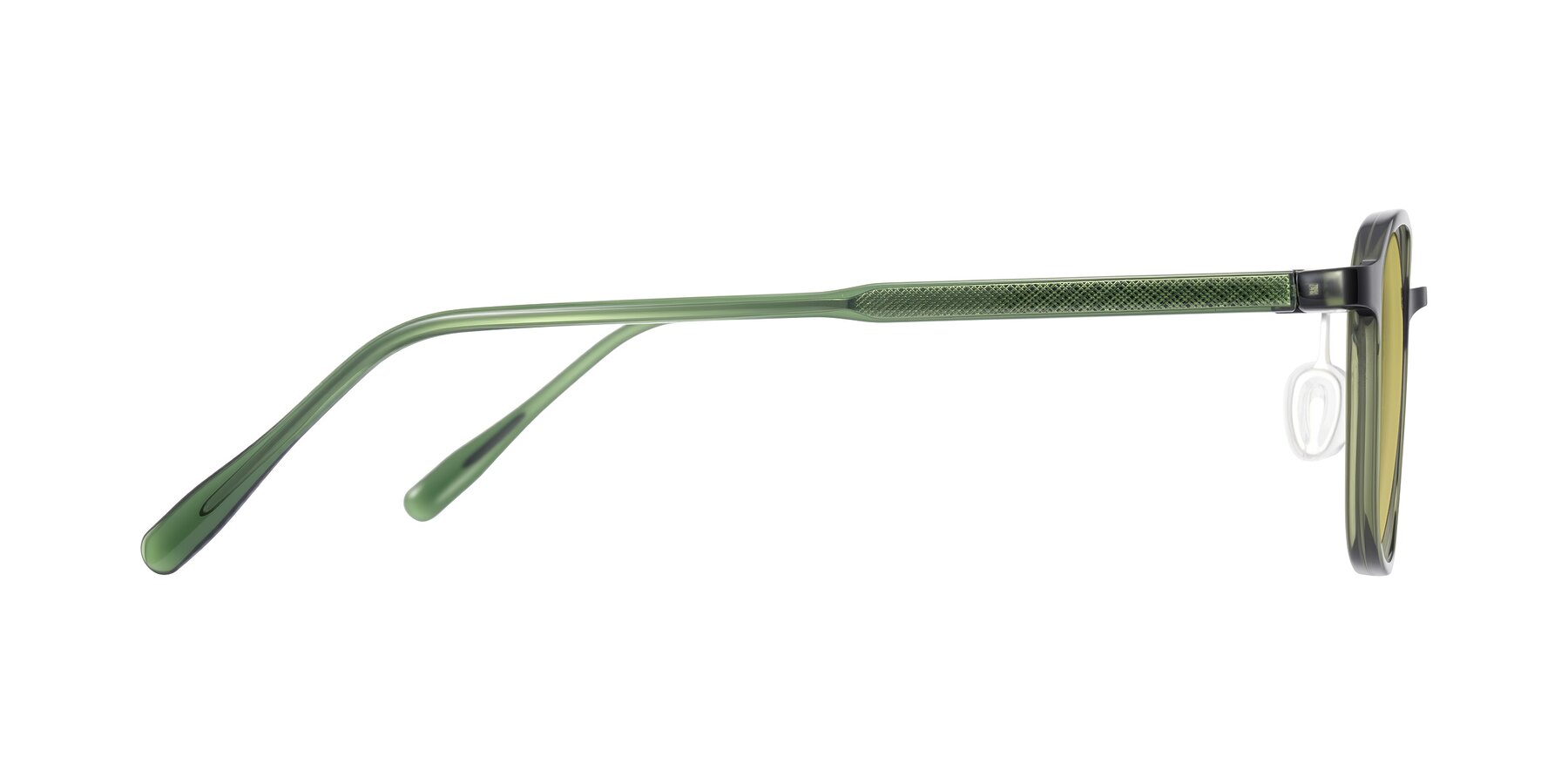 Side of Sogge in Dark Green with Medium Champagne Tinted Lenses